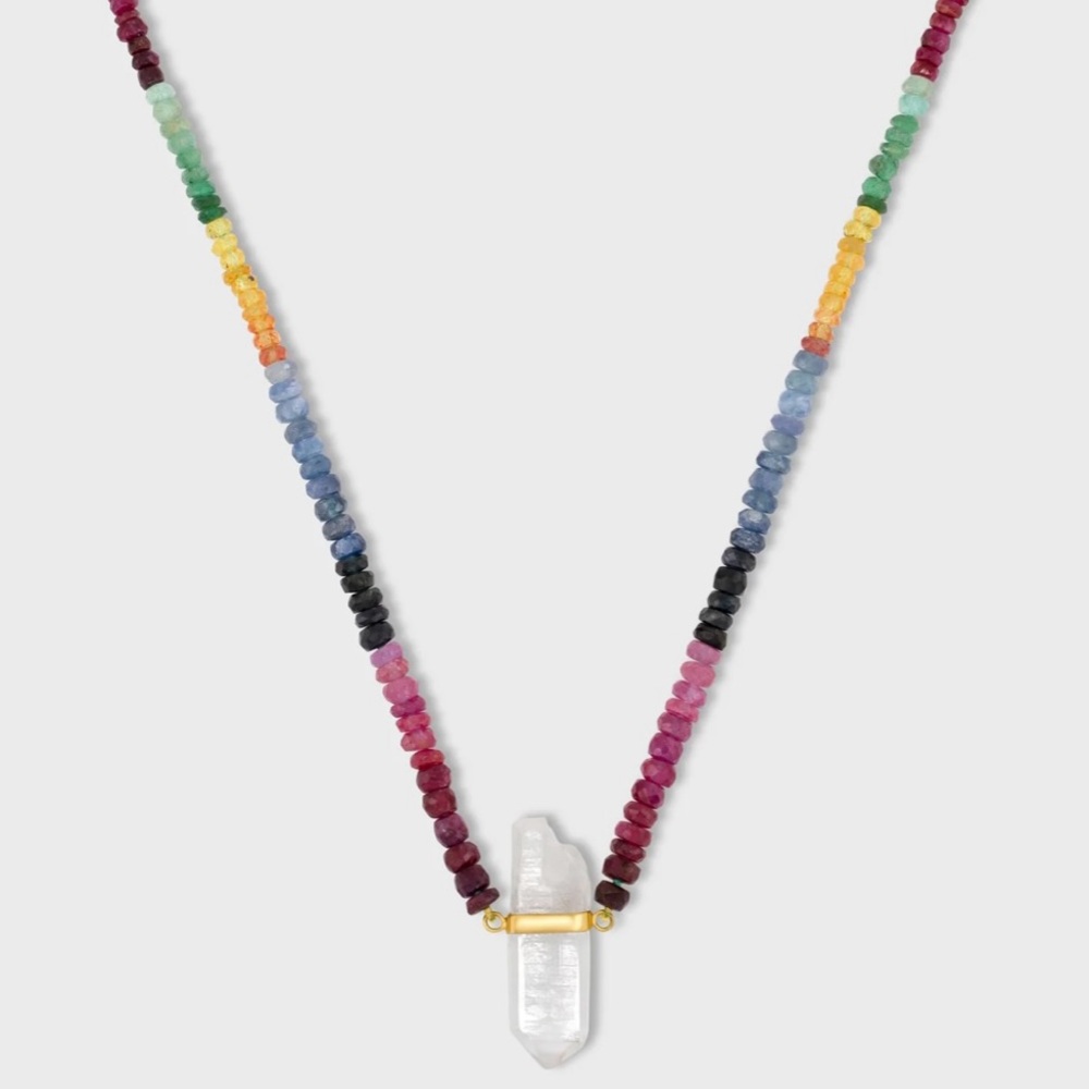 JiaJia Arizona Dark Rainbow Sapphire Crystal Quartz Necklace